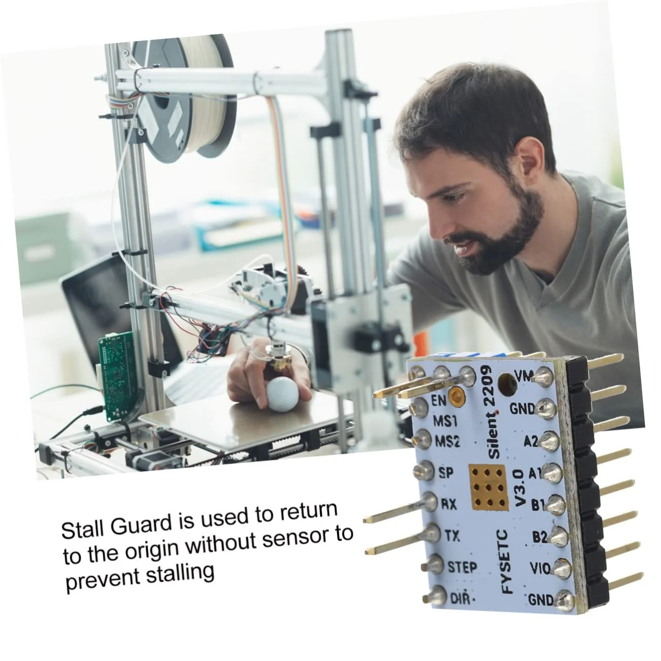 دو عدد درایور موتور پله ای بی صدا برای پرینترها، ماژول با عملکرد بالا، محافظ توقف و فناوری Stealthchop برای عملکرد روان و پایداری بیشتر