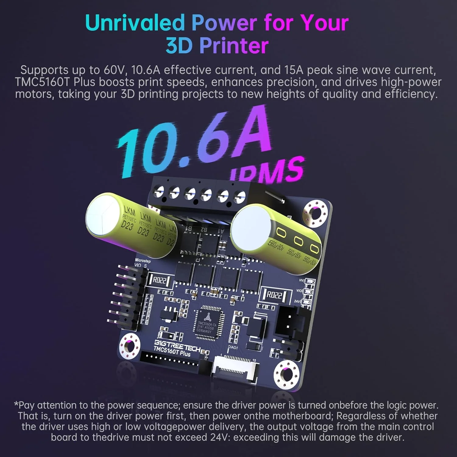 درایور موتور پله ای BIGTREETECH TMC5160T Plus V1.0، 8V-60V، StepStick SPI، چاپ بی صدا با سرعت بالا برای فریمور Marlin/Klipper/RRF، Manta M8P V2.0/V1.0، برد کنترل Octopus Pro (بدون جعبه)