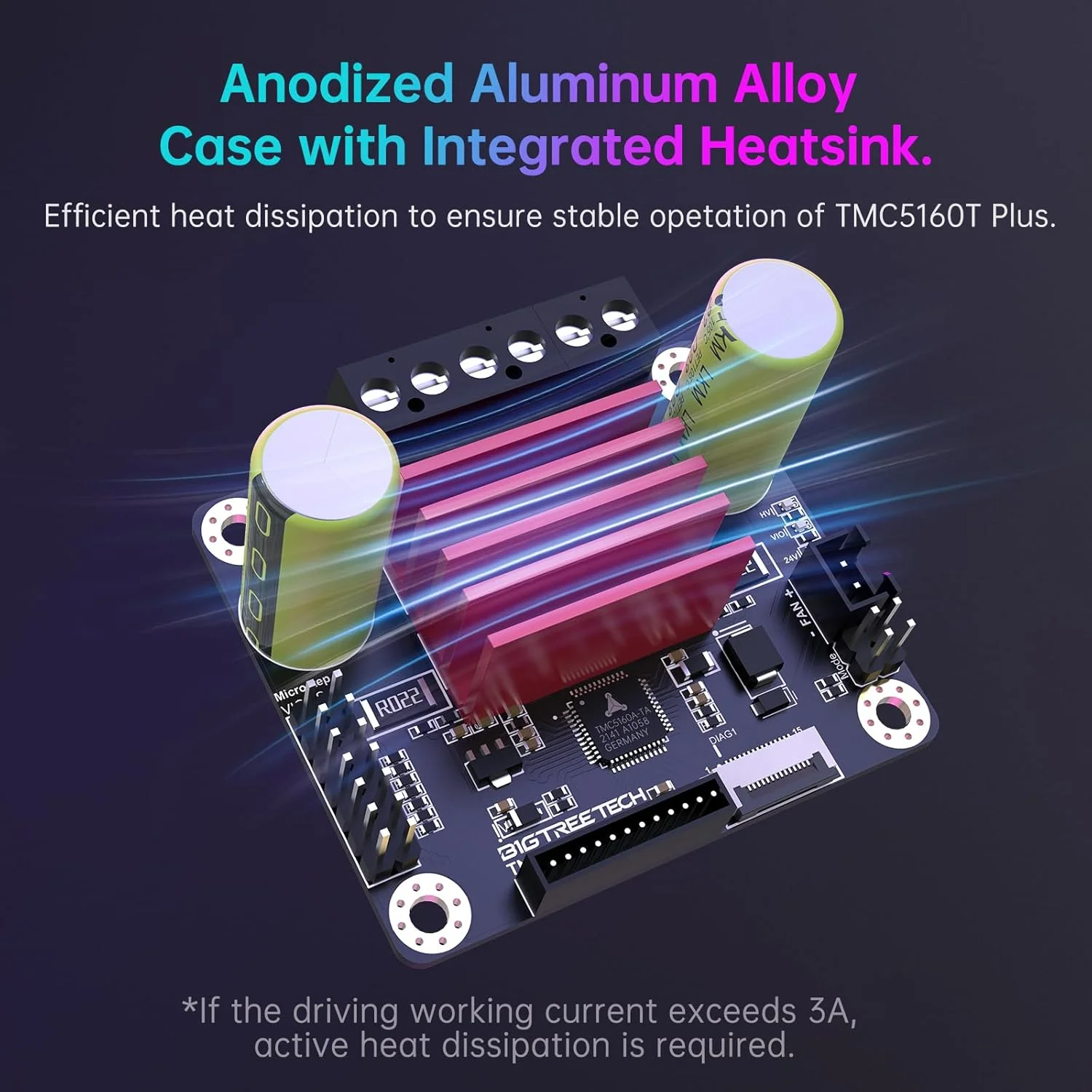 درایور موتور پله ای BIGTREETECH TMC5160T Plus V1.0، 8V-60V، StepStick SPI، چاپ بی صدا با سرعت بالا برای فریمور Marlin/Klipper/RRF، Manta M8P V2.0/V1.0، برد کنترل Octopus Pro (بدون جعبه)