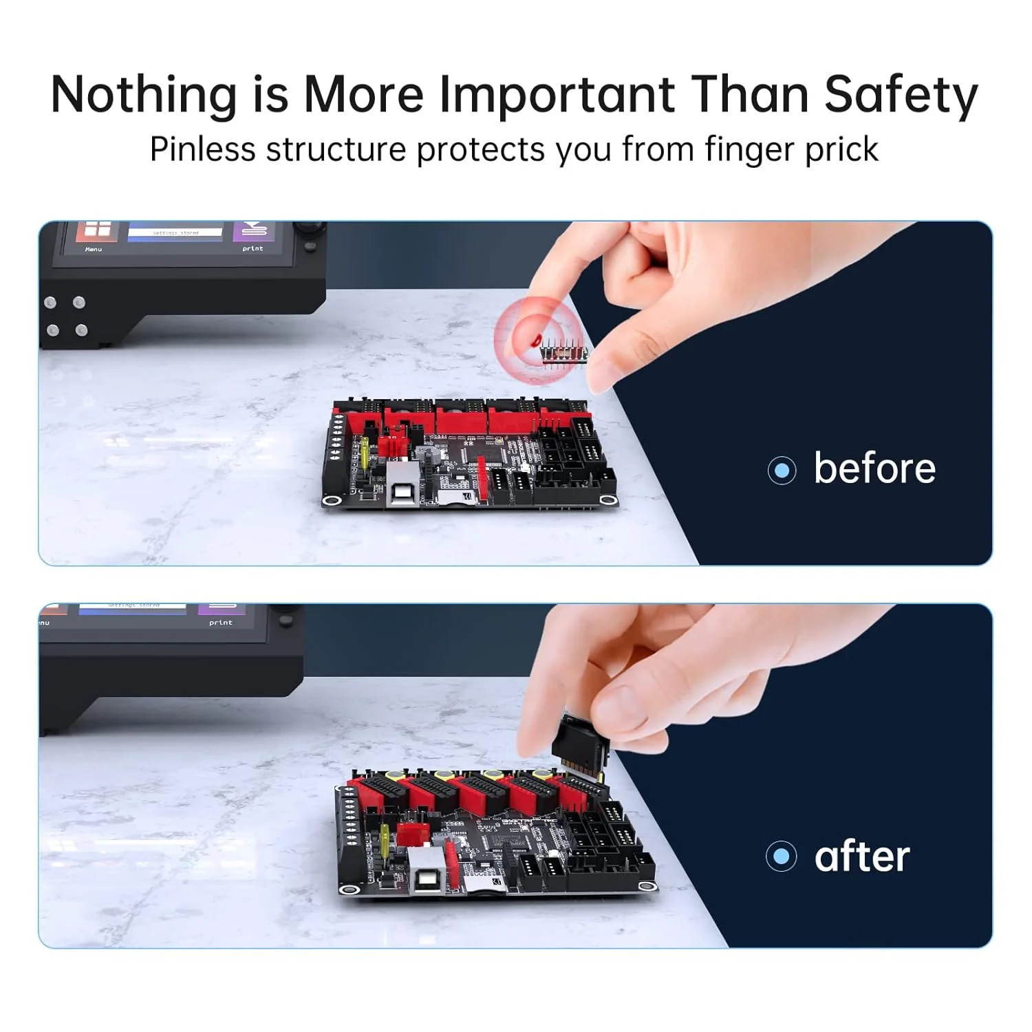 درایور موتور پله ای BIGTREETECH EZ2209 V1.0، بسته 5 عددی Stepstick Mute EZ2209 به همراه آداپتور درایور پله ای سازگار با بردهای اصلی کنترلر پرینتر سه بعدی SKR 3/SKR V1.4 Turbo/Octopus، 5 عدد