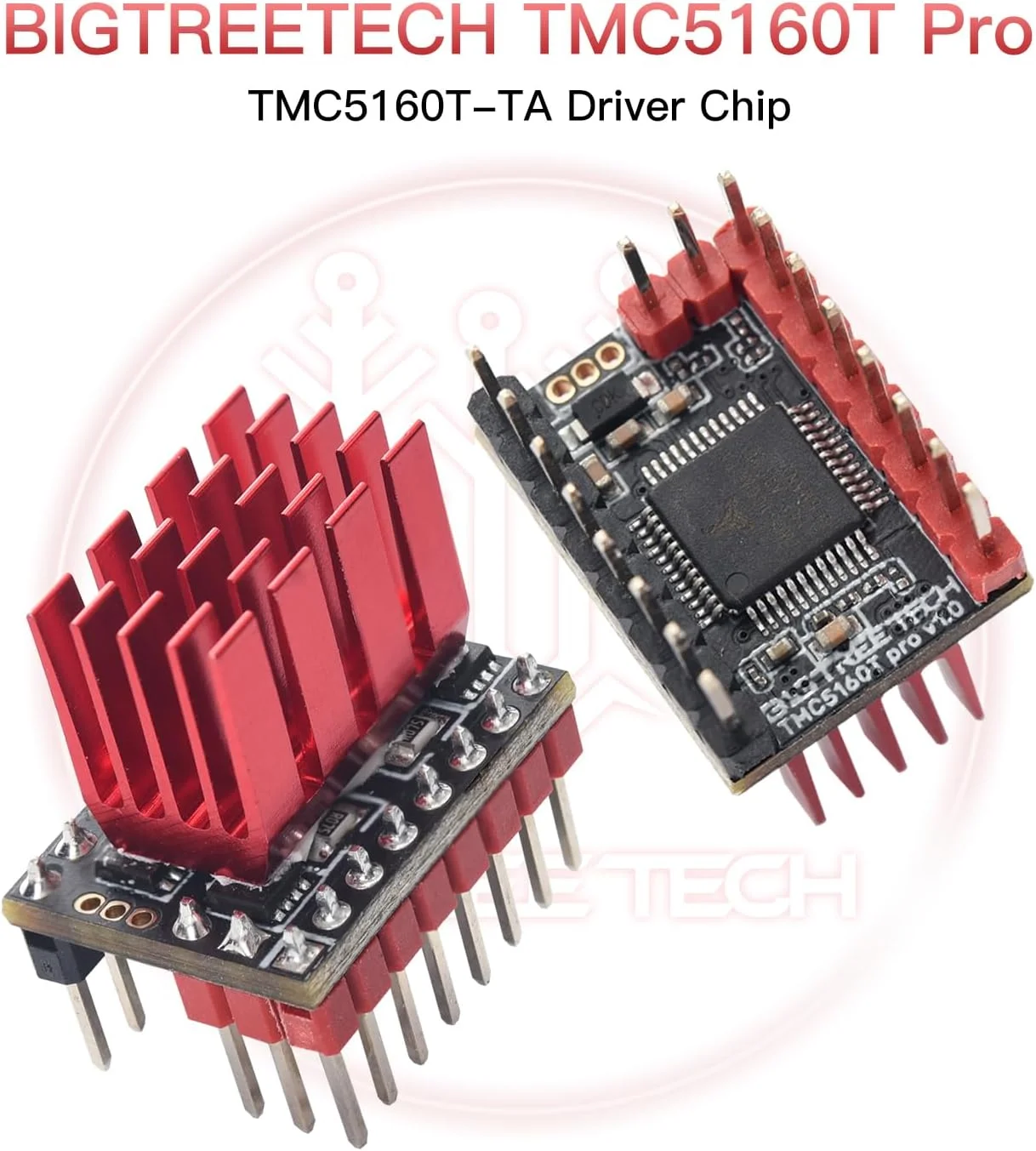 درایور موتور پله ای BIGTREETECH TMC5160T Pro V1.0 با هیت سینک، درایور فوق العاده بی صدا، پشتیبانی از چاپ با سرعت/ولتاژ بالا 56 ولت 3 آمپر، حالت SPI SD برای پرینتر سه بعدی Octopus Pro/Manta M8P/SKR 3 CoreXY/I3، 2 عدد