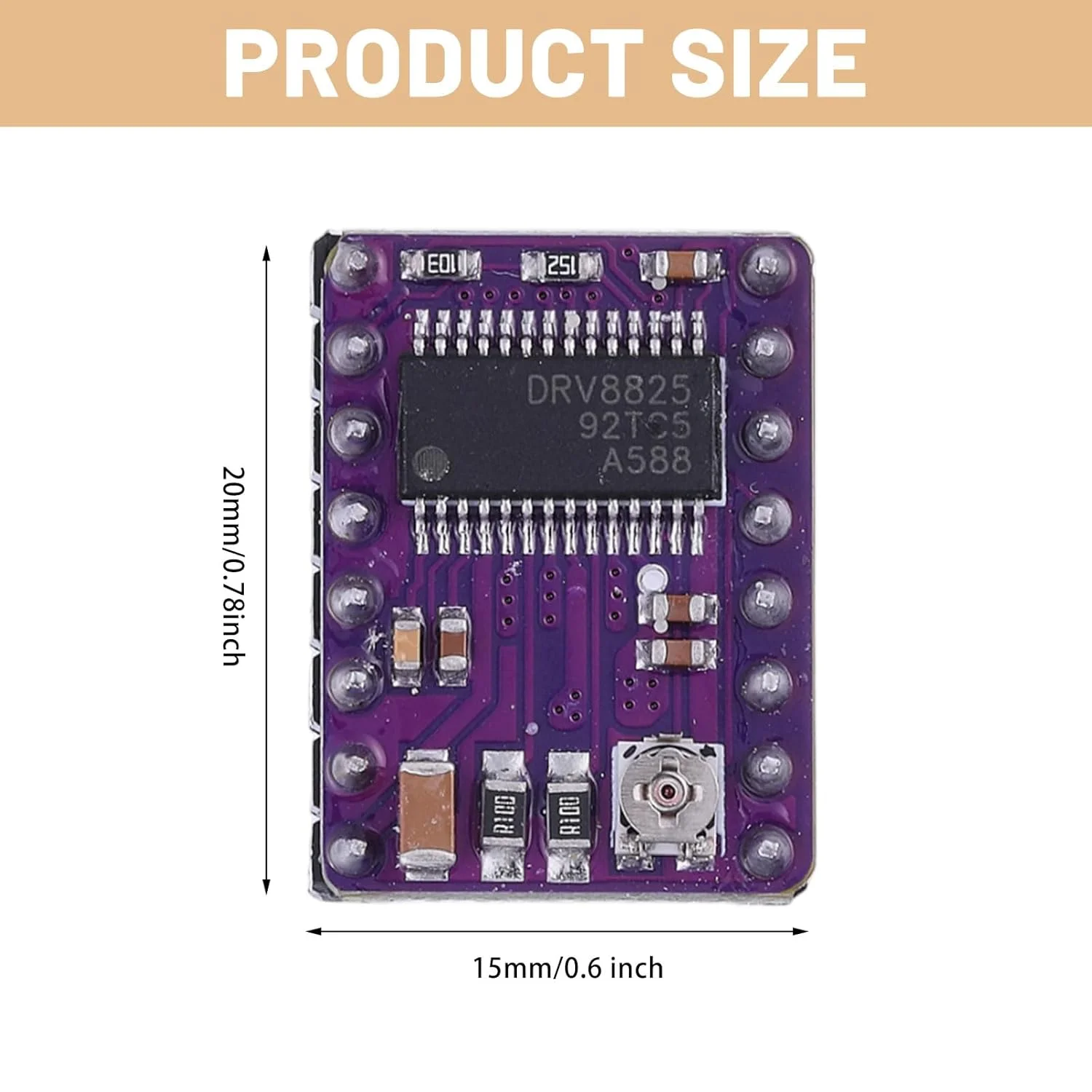 ۱۰ عدد ماژول درایور موتور پله ای DRV8825 قطعات پرینتر سه بعدی به همراه هیت سینک برد PCB چهار لایه برای ماژول کنترل درایور موتور پله ای پرینتر سه بعدی