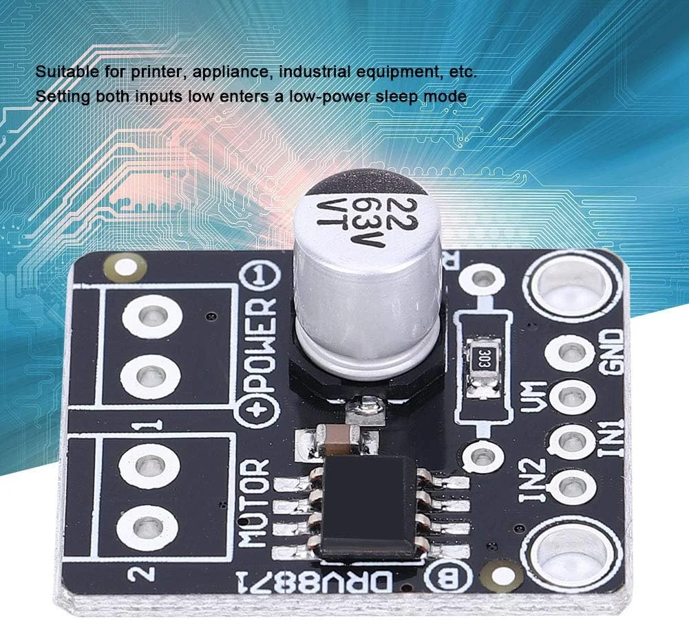 ماژول درایور موتور DC مدل DRV8871، کنترل PWM با جریان 3.6 آمپر، برای پرینتر، لوازم خانگی، تجهیزات صنعتی با محافظت در برابر جریان بیش از حد