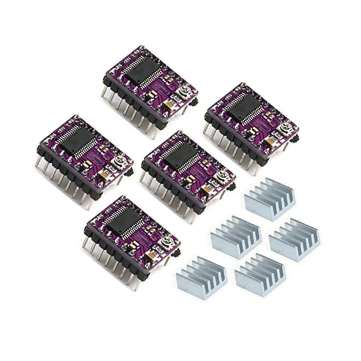 ماژول درایور موتور پله ای پرینتر سه بعدی به همراه هیت سینک 5 عددی، 4 لایه