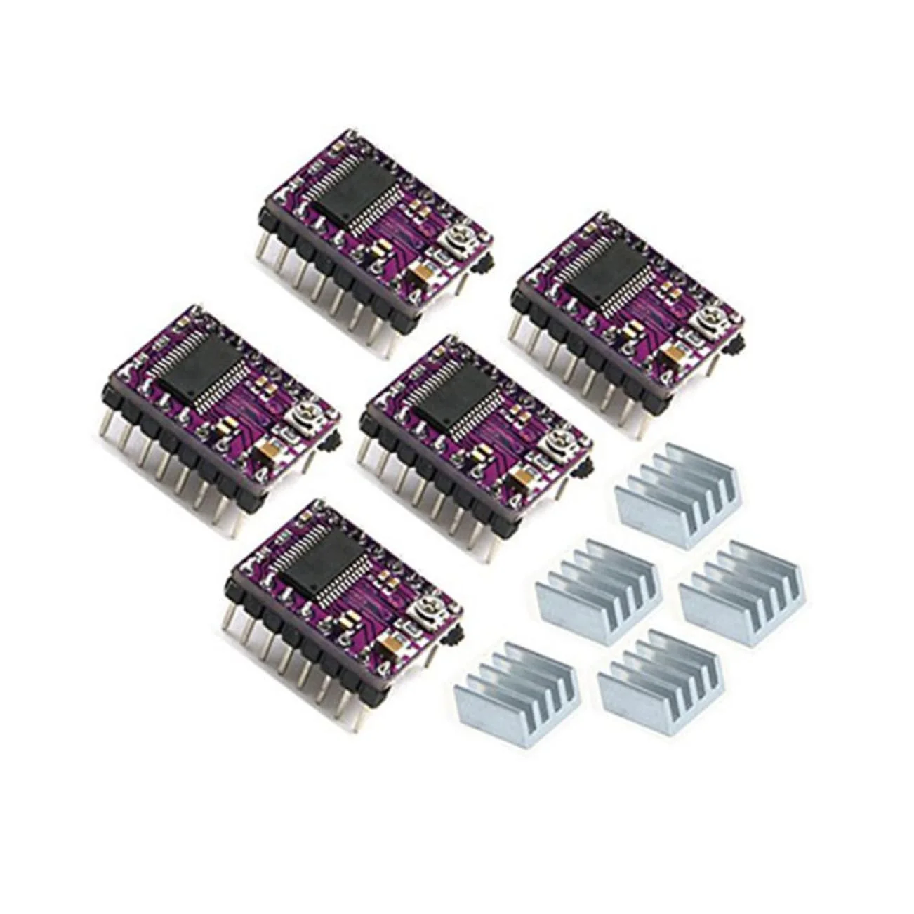 ماژول درایور موتور پله ای پرینتر سه بعدی به همراه هیت سینک 5 عددی، 4 لایه