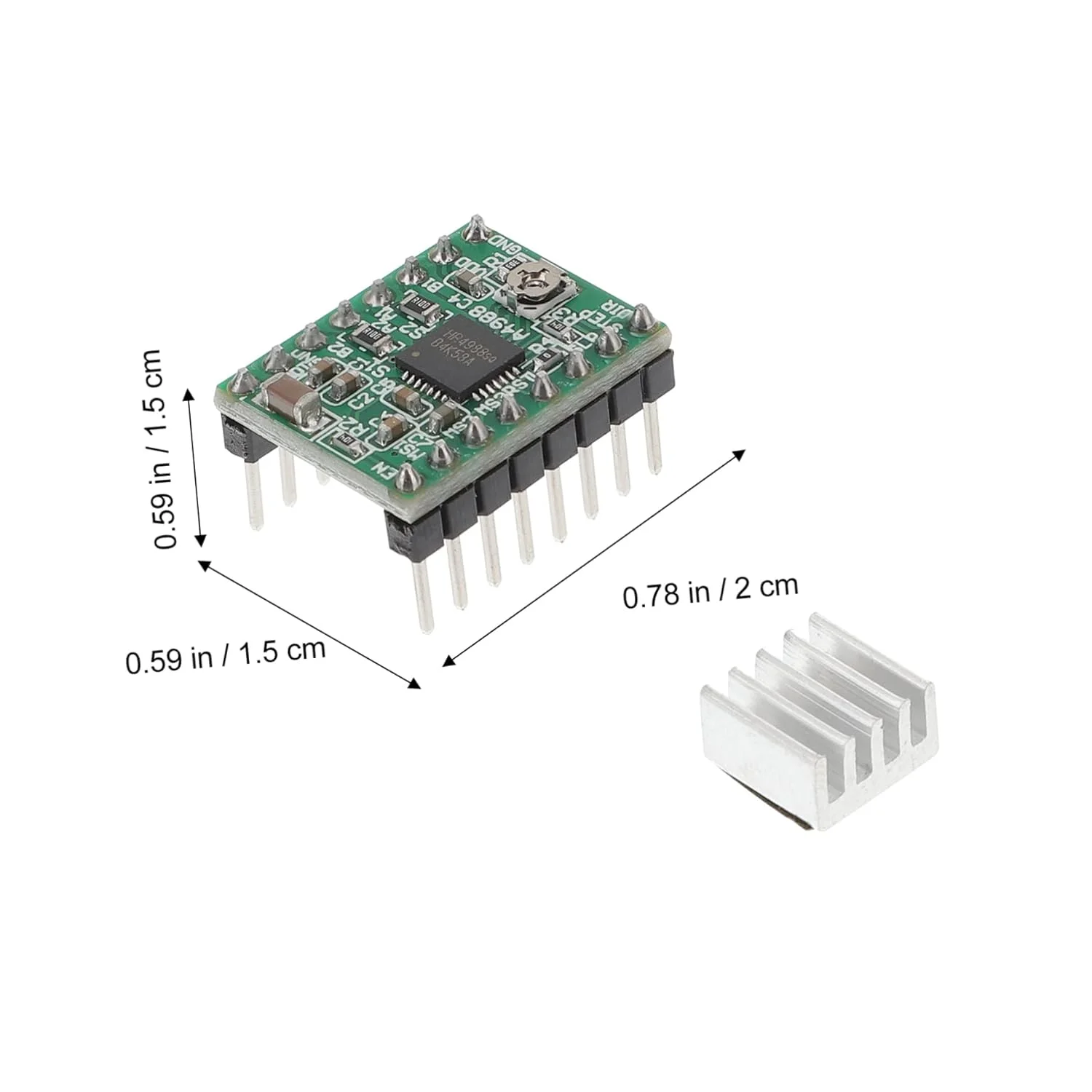 پنج عدد ماژول درایور موتور پله‌ای با هیت سینک برای پرینتر، با رزولوشن‌های پله‌ای کامل و نصفه و محافظت از مدار و رابط