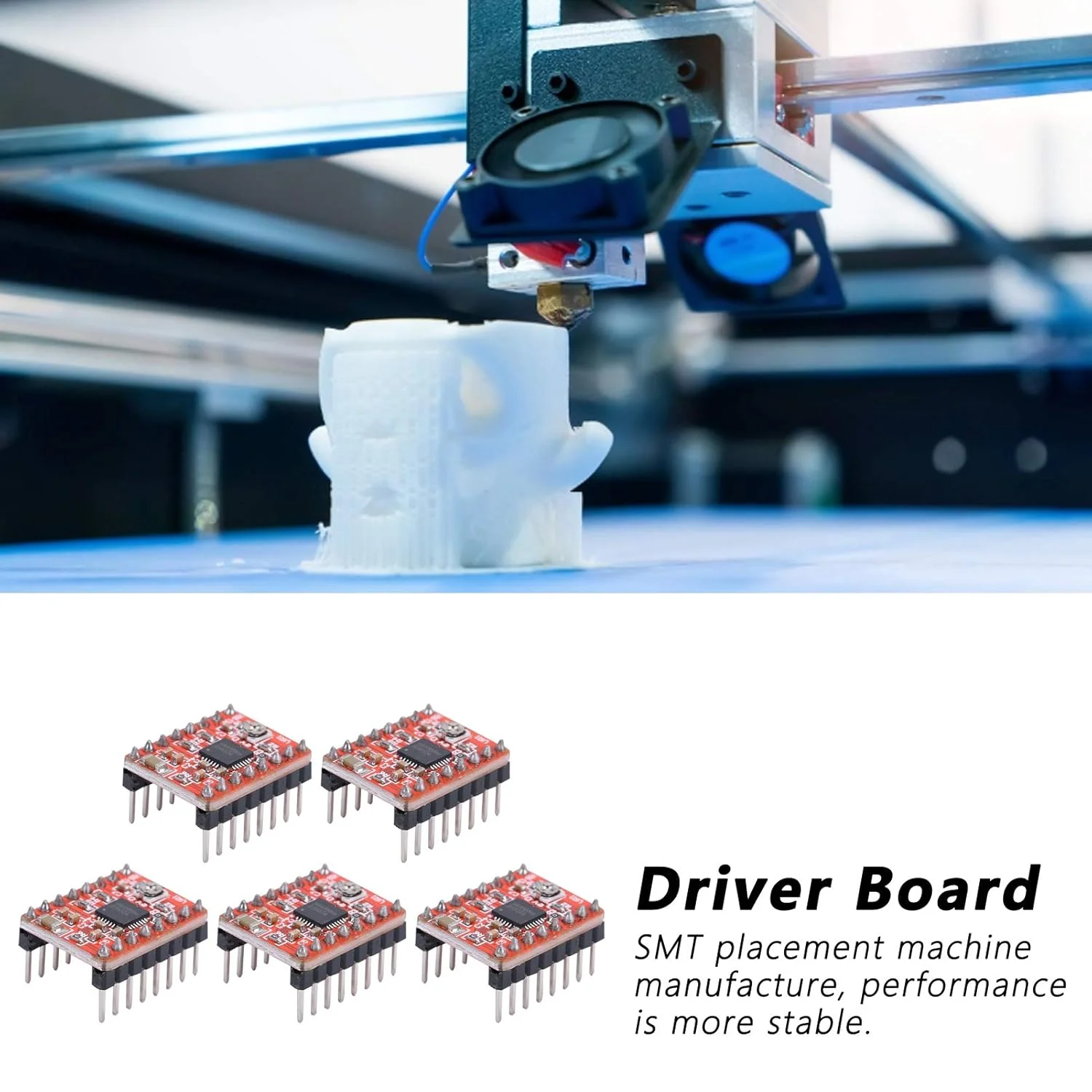 مجموعه 5 عددی ماژول درایور موتور، برد ماژول درایور موتور پله ای، ماژول درایور موتور پرینتر سه بعدی، ماژول موتور پله ای برای رمپ 1.4 A4988 لوازم جانبی پرینتر سه بعدی