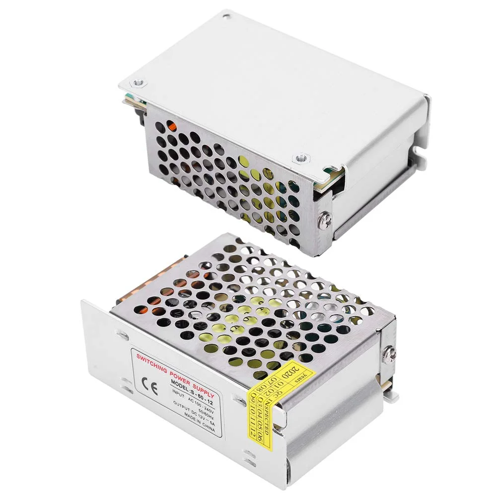 آداپتور درایور منبع تغذیه سوئیچینگ DC12V، کم مصرف برای نمایشگر LED، رادیو، مهندسی کامپیوتر، آلیاژ آلومینیوم، لایت بار صفحه نمایش، پرینتر سه بعدی (S-60-12 (کوچک) (12V/5A/60W)