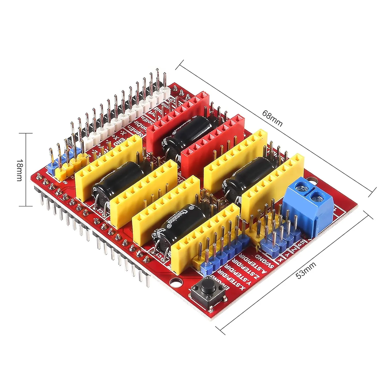 برد توسعه CNC Shield V3.0 + 4 عدد ماژول درایور موتور پله ای DRV8825 به همراه هیت سینک برای دستگاه حکاکی پرینتر سه بعدی Ramps 1.4 StepStick