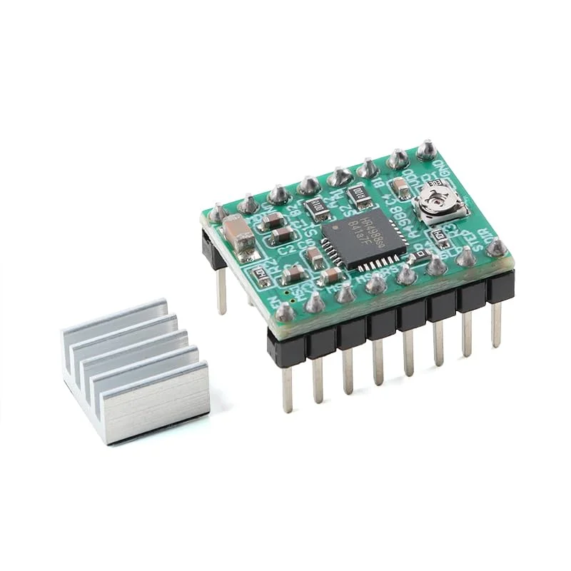 5 عدد برد درایور موتور پله ای A4988 با هیت سینک برای پرینترهای سه بعدی، ماژول سبز