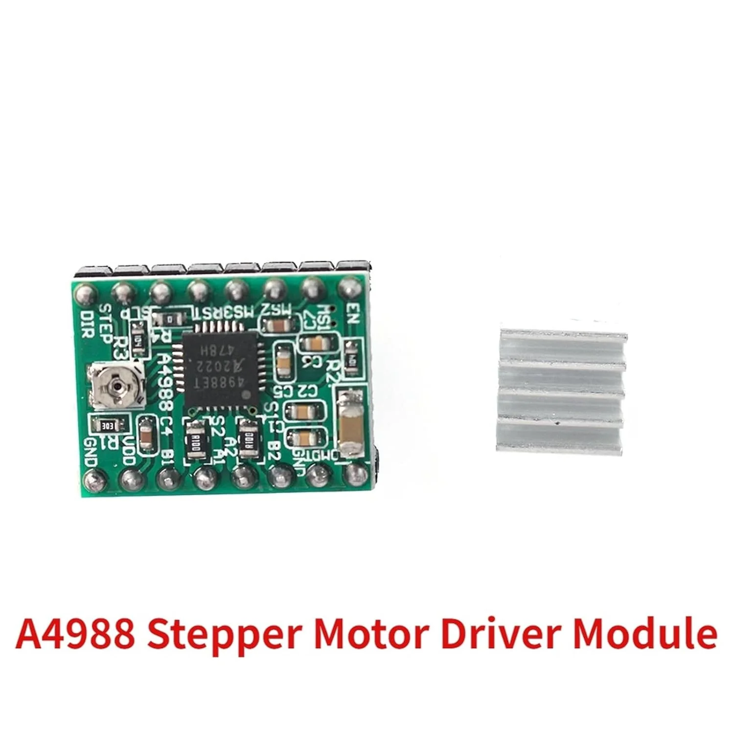 ماژول درایور موتور پله ای A4988 به همراه هیت سینک CNC 3D (قرمز)