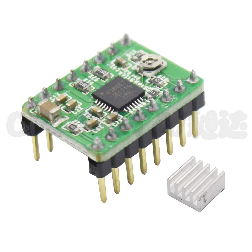 ماژول درایور استپر موتور A4988 Reprap همراه با هیت سینک - 5 عدد در هر بسته - (اندازه: سبز)