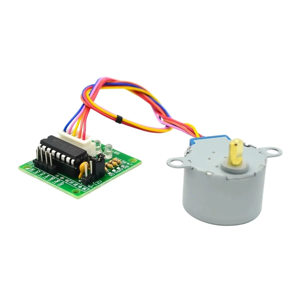 1 عدد موتور پله ای 28BYJ-48 5 ولت/12 ولت و ماژول تست درایور ULN2003 - جایگزینی برای آردوینو