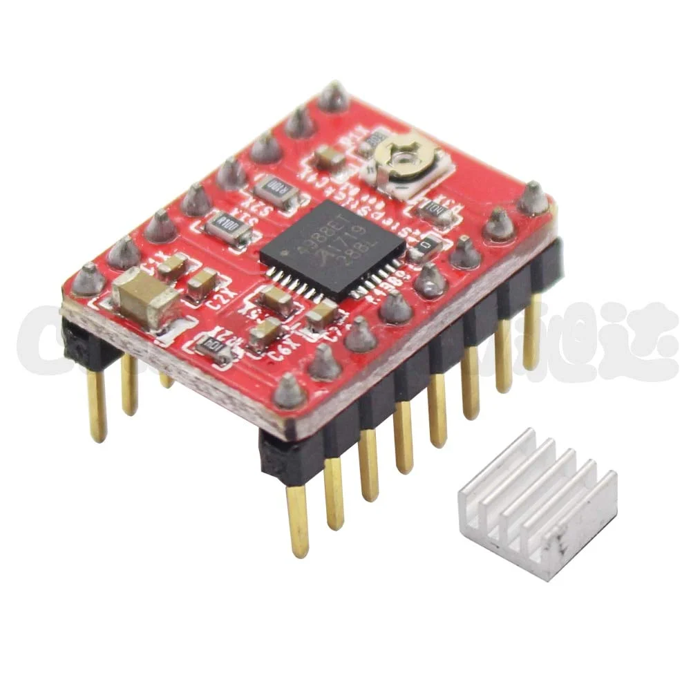 ماژول درایور استپر موتور A4988 Reprap همراه با هیت سینک - 5 عدد در هر بسته - (اندازه: سبز)