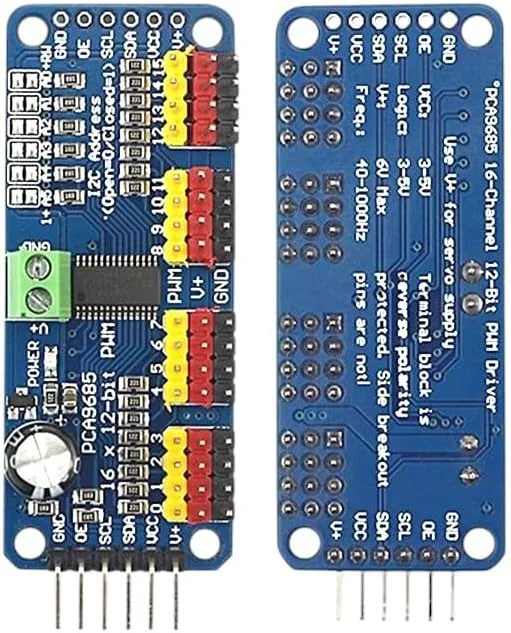 درایور 16 کاناله 12 بیتی با رابط I2C مدل PCA9685 برای ماژول شیلد DIY، قطعه الکترونیکی جدید و با قابلیت اطمینان بالا، دقت و عملکرد پایدار