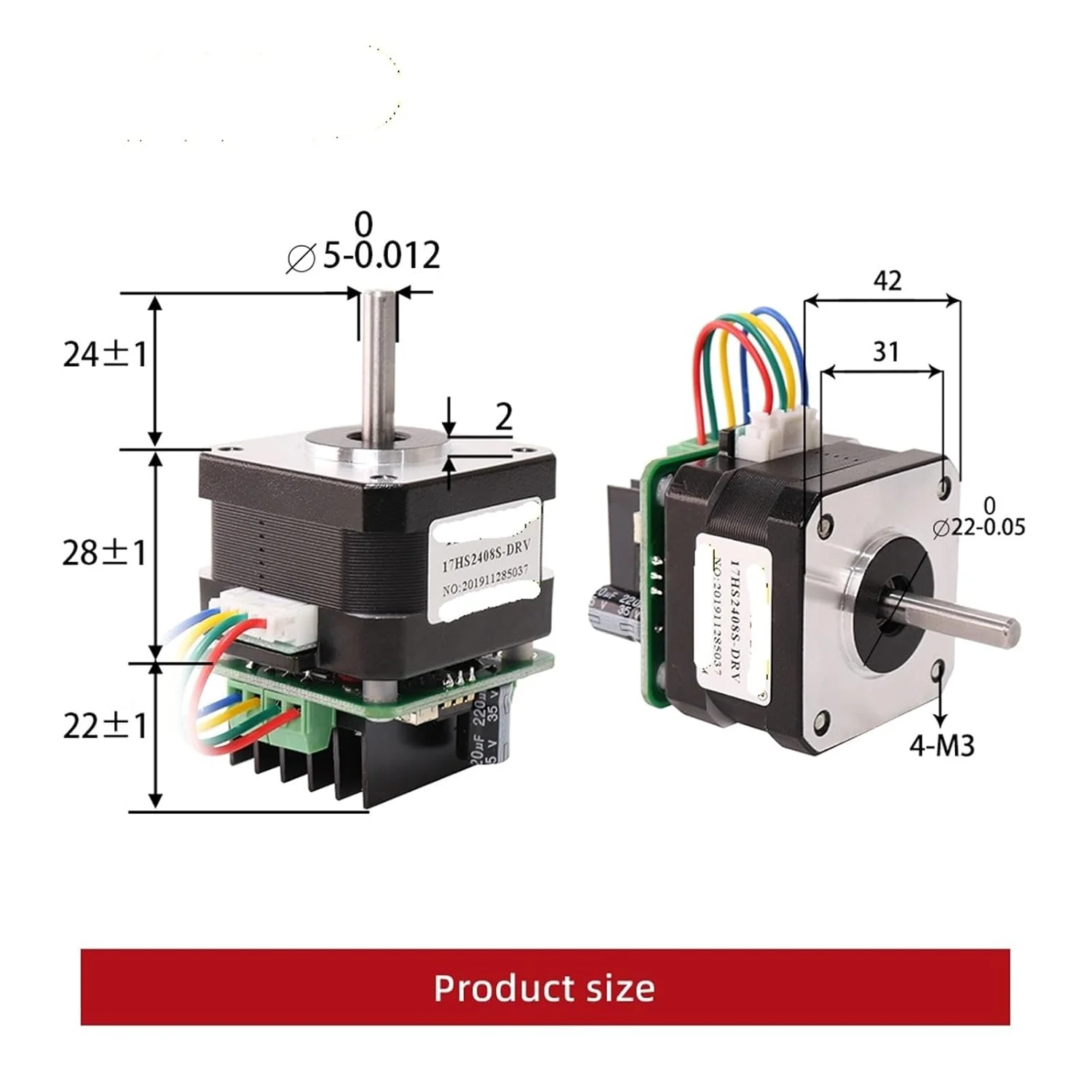 یک عدد ماژول درایور موتور پله ای 17hs2408S 3401S 4401S، بدنه یکپارچه، طول 34 میلی متر 42 (17HS2408S-DRV)