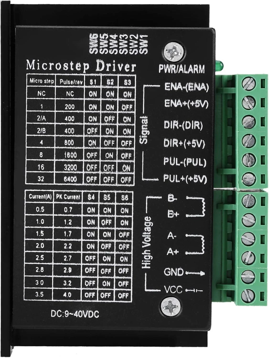 یک عدد ماژول درایور موتور پله ای DC 9-40V 160W 0.5-4A با قابلیت تنظیم 32 میکرو استپ
