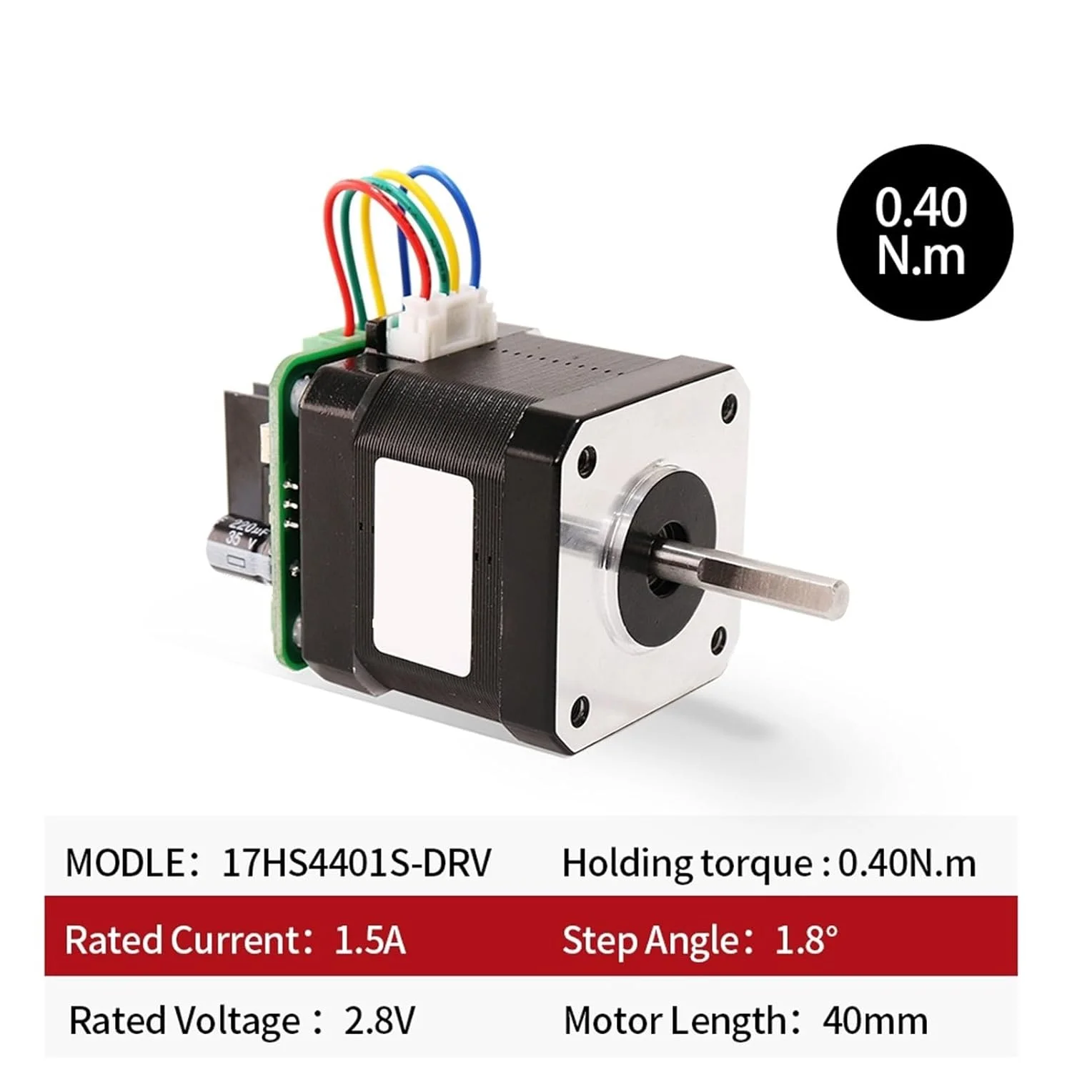 1 عدد NEMA17 17HS4401S-DRV 1.5A 40N.cm 42 ماژول درایور موتور پله ای میکرو، درایور برد کنترل موتور یکپارچه برای پرینتر سه بعدی