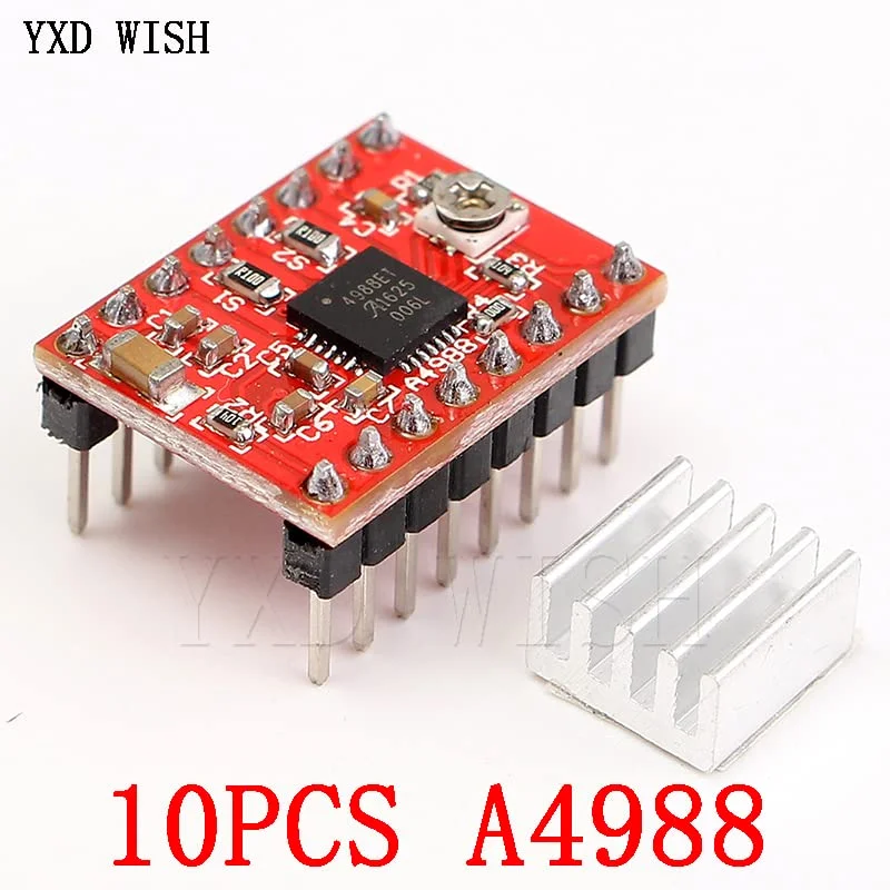 ۱۰ عدد قطعه پرینتر سه بعدی A4988 DRV8825 درایور موتور پله ای با هیت سینک برای SKR V1.3 1.4 GTR V1.0 RAMPS 1.6 MKS GEN V1.4 - (ولتاژ: A4988 سبز)