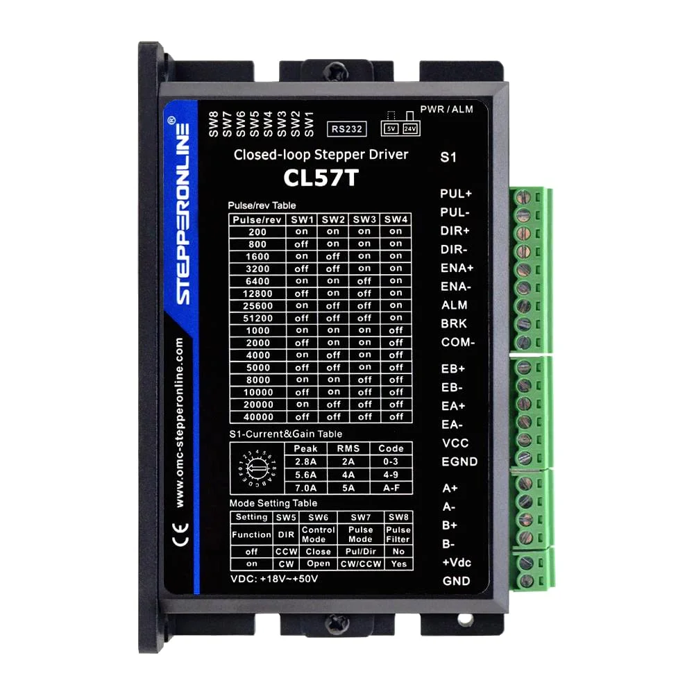 کیت CNC موتور پلهای حلقه بسته STEPPERONLINE تک محور 3.0 نیوتنمتر Nema 24 و درایور پلهای حلقه بسته 0-8.0 آمپر 24-48 ولت DC مدل CL57T V4.1 - تصویر 2 کیت CNC موتور پلهای حلقه بسته STEPPERONLINE تک محور 3.0 نیوتنمتر Nema 24 و درایور پلهای حلقه بسته 0-8.0 آمپر 24-48 ولت DC مدل CL57T V4.1 - تصویر 2