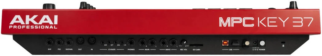 کنترلر AKAI Professional MPC Key 37، کیبورد MPC مستقل، کنترلر کیبورد تولید هیبریدی با بیش از 1000 پریست، افترتاچ پلی‌فونیک، صفحه لمسی 7 اینچی، حافظه 32 گیگابایتی، قرمز | MPCKEY37XEUK