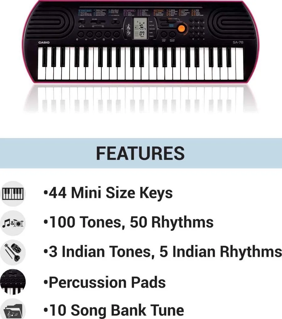 کیبورد کوچک 44 کلیدی Casio SA-78 (آداپتور برق شامل نمی شود) | SA-78 کیبورد کوچک 44 کلیدی Casio SA-78 (آداپتور برق شامل نمی شود) | SA-78