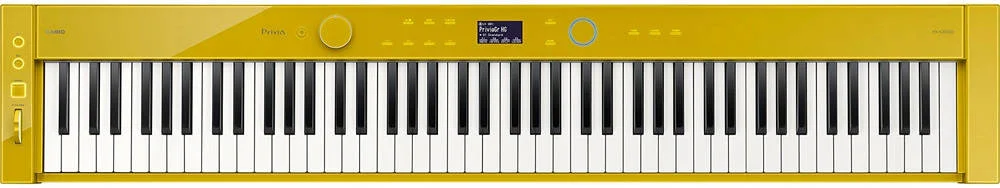 پیانو دیجیتال 88 کلیدی Casio Privia PX-S7000 با اکشن چکشی هوشمند هیبریدی، 400 صدا، صدای فضایی، بلوتوث صوتی/MIDI، سیستم 4 بلندگو شامل پایه پدال، خردلی هارمونیک | PX-S7000HM