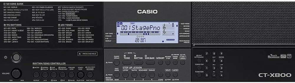 کیبورد آموزشی 61 کلیدی Casio CT X800 با موتور صدای AiX، 600 صدا، 195 ریتم، USB/MIDI، + آداپتور برق ADE95100 LE | CT-X800 + ADE95100 LE کیبورد آموزشی 61 کلیدی Casio CT X800 با موتور صدای AiX، 600 صدا، 195 ریتم، USB/MIDI، + آداپتور برق ADE95100 LE | CT-X800 + ADE95100 LE