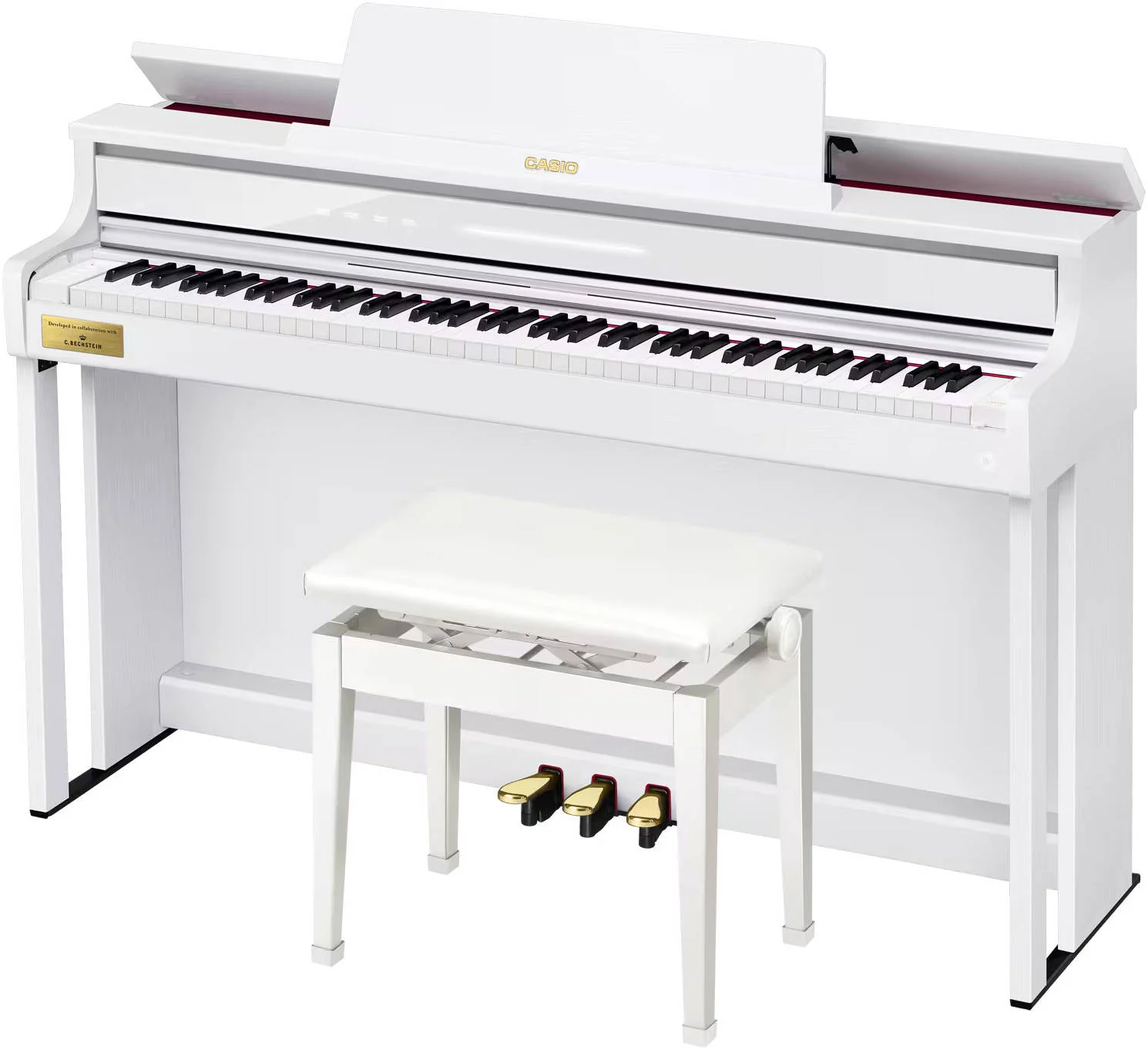 پیانو گرند دیجیتال کاسیو Celviano AP-750WE، دارای 88 کلید، منبع صوتی AiR Grand، 5 سطح حساسیت لمسی، 256 پلی‌فونی، 3 پدال داخلی، سفید | AP-750WE