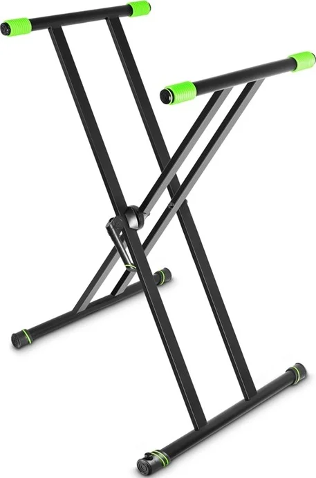 پایه کیبورد دوبل X شکل سنگین وزن Gravity KSX 2 (100 900 میلی متر، تحمل بار 65 کیلوگرم، فولاد با حلقه های رنگی و پایه تراز)