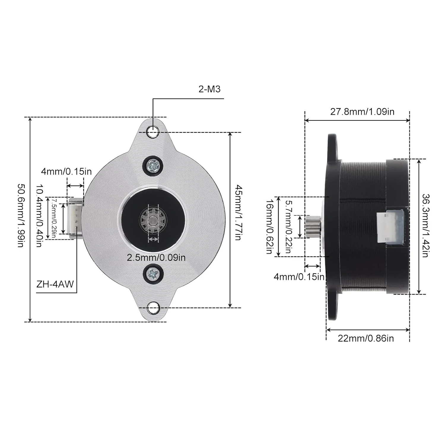 موتور پله ای 36 میلی متری تقویت شده با چرخ دنده 10 دندانه، زاویه 1.8 درجه، بدنه گرد با کابل 100 سانتی متری مناسب برای پرینتر سه بعدی ورون 2.4