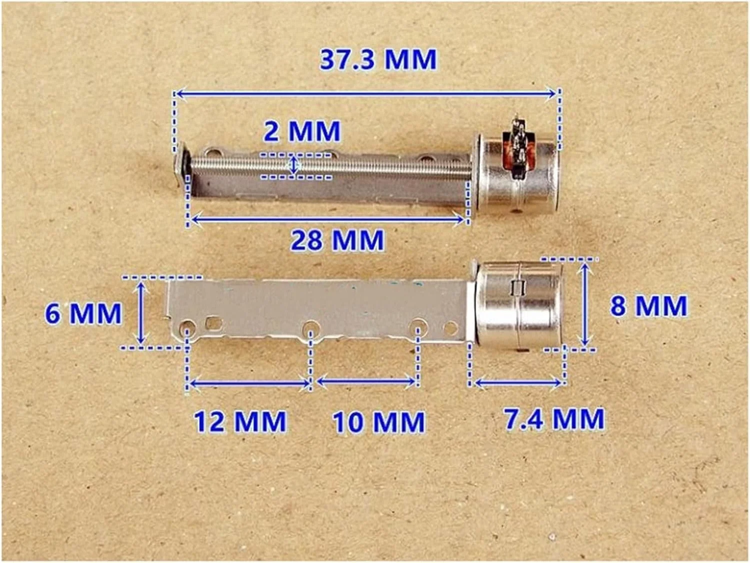 موتور پله ای میکروسکوپی تلسکوپی بادوام دو فاز چهار سیمه 8 میلی متری با میله بلند دقیق برای استفاده در پرینتر، پروژه های DIY، لغزنده کوچک و بالابر