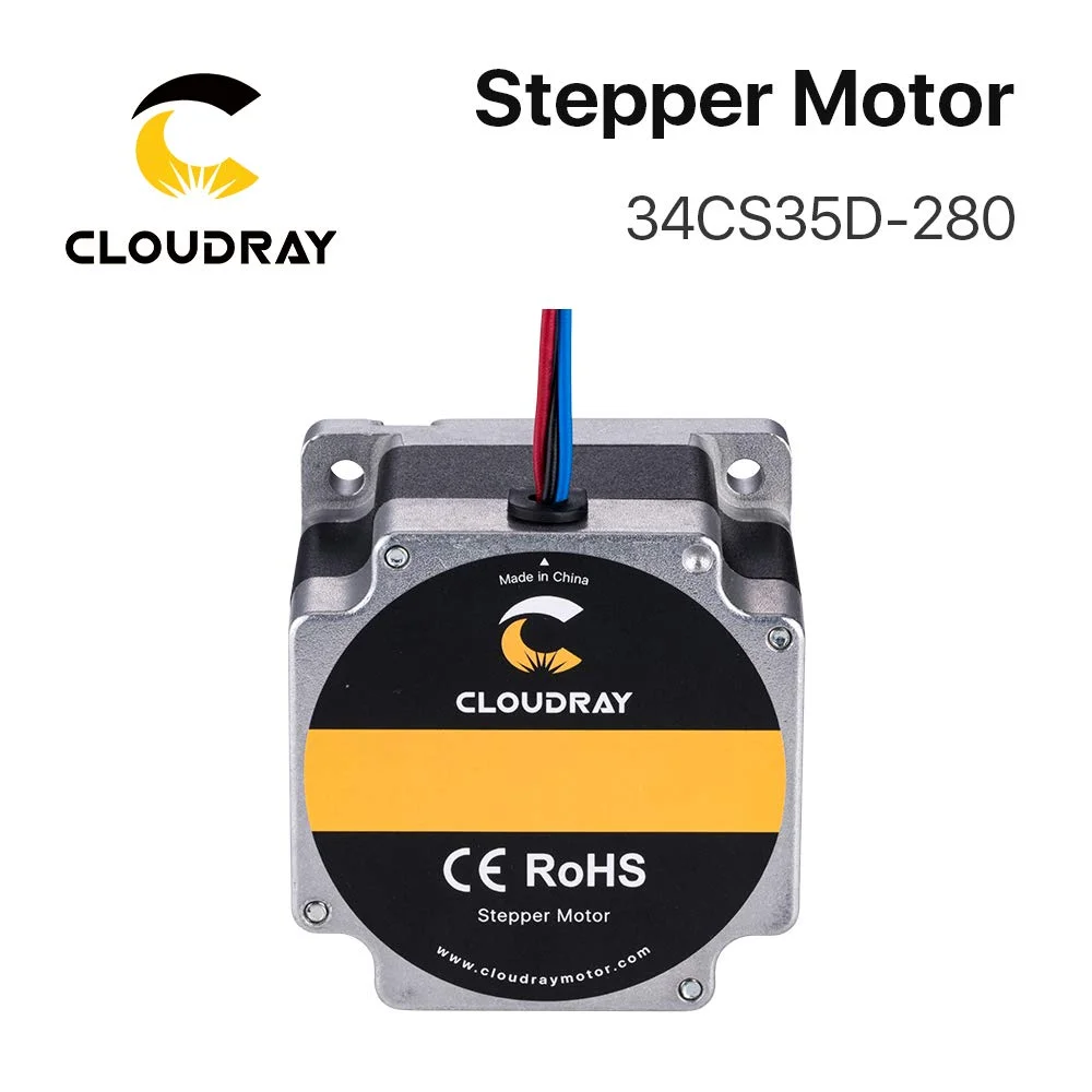 موتور پله ای Nema 34 مدل Cloudray 34CS35D-280 با زاویه گام 1.8 درجه، جریان 2.8 آمپر، گشتاور 3.5 نیوتن متر و طول بدنه 63 میلی متر مناسب برای دستگاه CNC