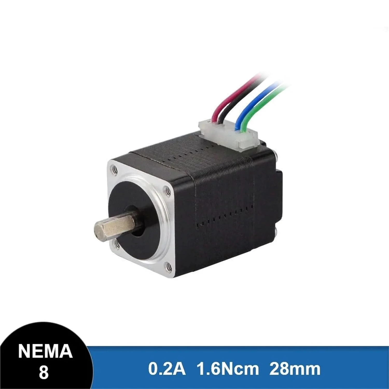 موتور پله ای Nema 8 مدل 20BYGH 28mm 1.6Ncm با 4 سیم و زاویه 1.8 درجه و جریان 0.2 آمپر مناسب برای پرینتر سه بعدی CNC XYZ