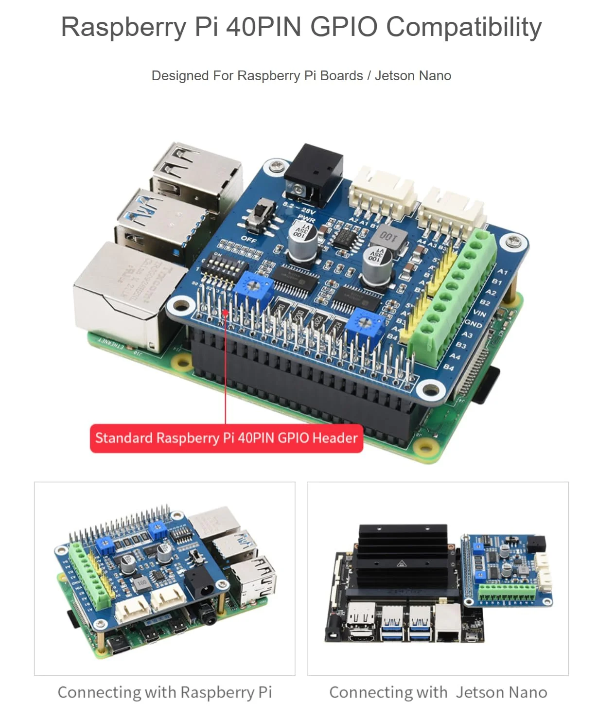 درایور موتور پله ای HRB8825 سازگار با رزبری پای، دو موتور پله ای را تا 1/32 میکرو استپینگ برای پرینتر سه بعدی، دستگاه مجسمه سازی و بازوی مکانیکی هدایت می کند.