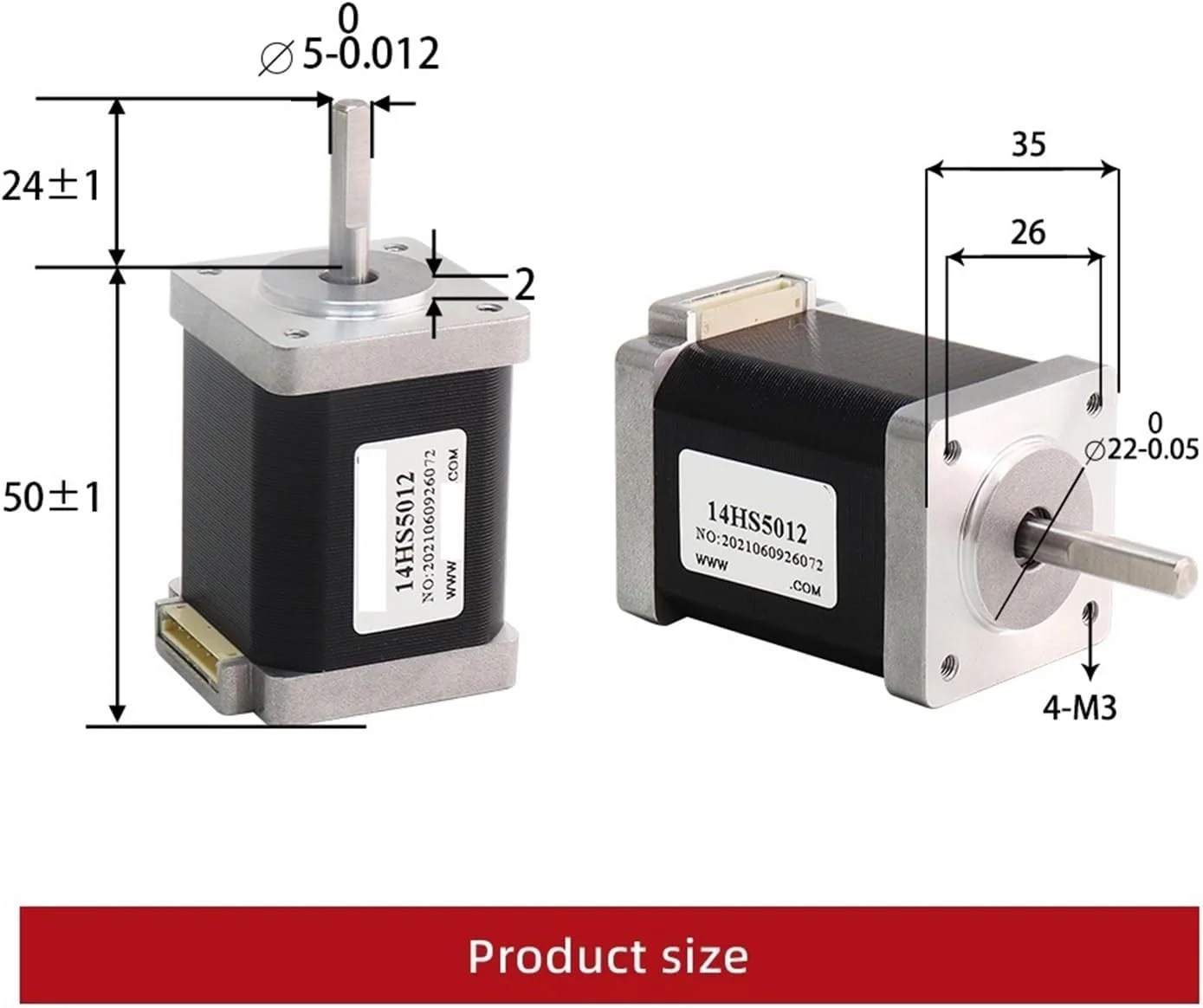 موتور گشتاور بالا 1.2 آمپر 0.3 نیوتن متر 4 سیم 14HS5012 برای لوازم جانبی پرینتر سه بعدی و موتور پله ای دستگاه فرز Nema14