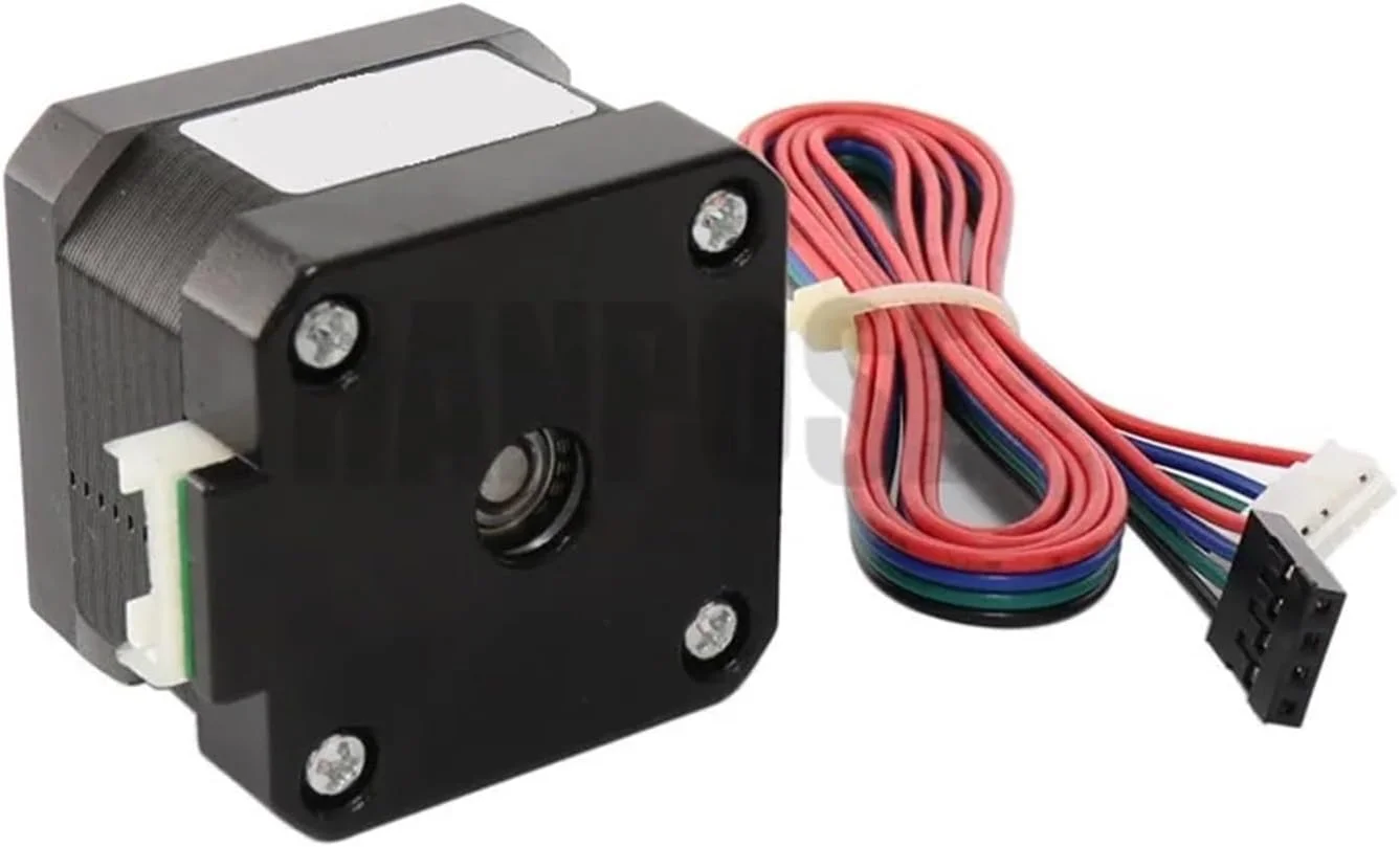 موتور پله ای 1.8 درجه Nema 17، 1.3 آمپر، 28N.cm، 4 سیم، 17HS3401S-D 42BYGH34، قطعات دستگاه لبه زن دنده کرمی، پرینتر سه بعدی 12 ولت