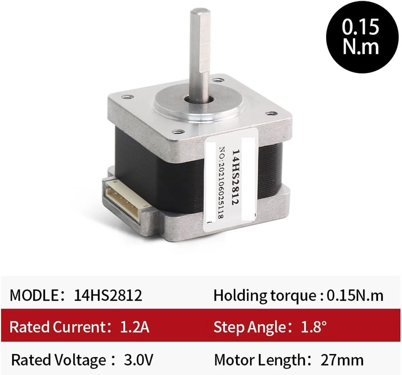 موتور پله ای Nema14 مدل 14HS2812 3512 4012 با جریان 1.2 آمپر و گشتاور 0.15N.m، 0.22N.m و 0.30N.M برای پرینتر سه بعدی و لوازم جانبی ابزار مختلف (14HS2812)