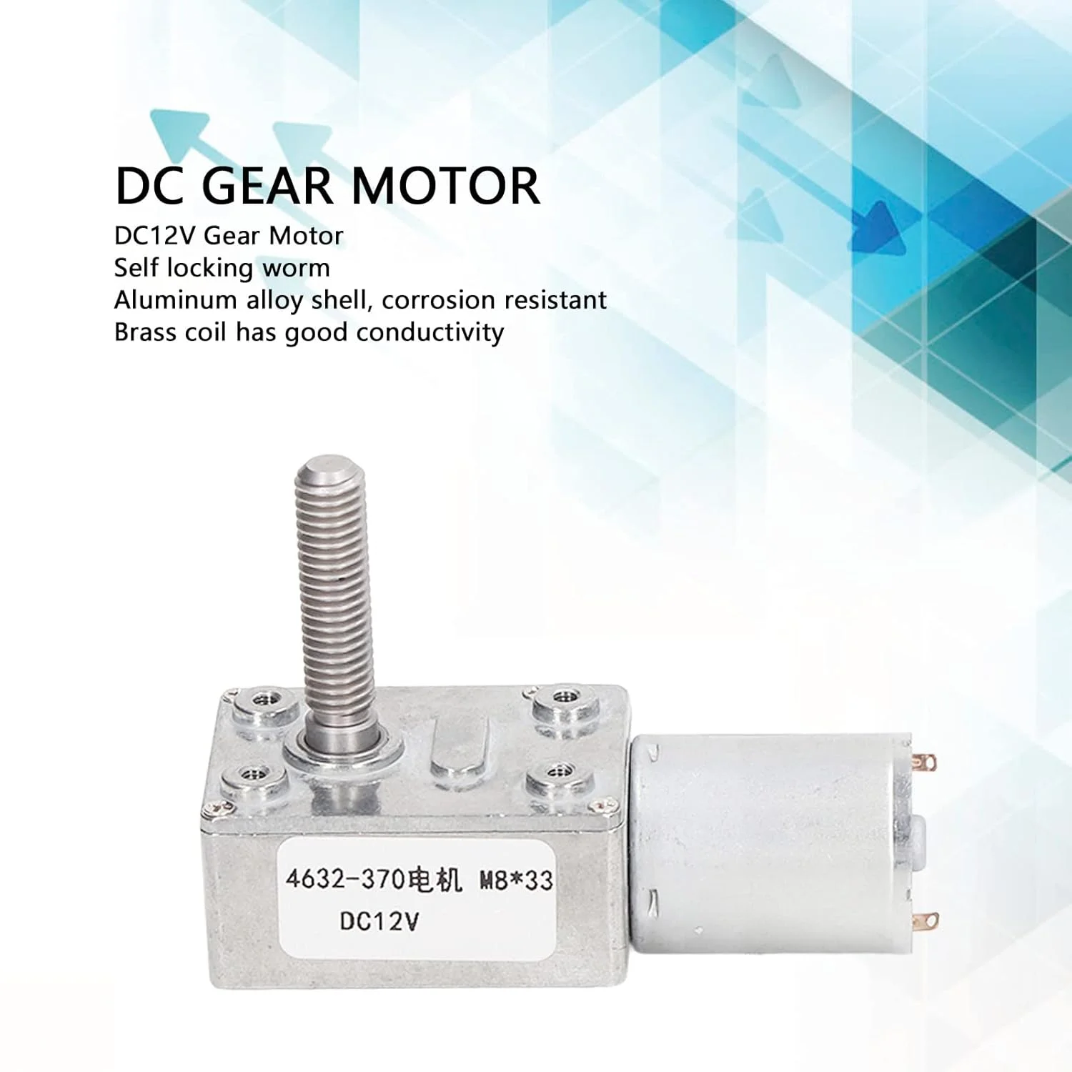 موتور گیربکس DC 12 ولت، موتور کاهنده سرعت حلزونی خود قفل شونده با گشتاور بالا، موتور DC برقی چرخ دنده حلزونی CW CCW برای پرینتر و ضبط کننده ویدیو (6 دور در دقیقه)