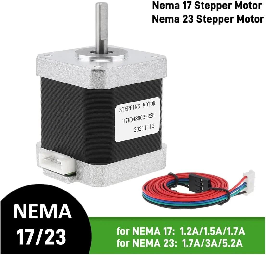 لوازم جانبی موتور پله ای Nema 17/23 موتور پرینتر سه بعدی برای اتوماسیون قطعات پرینتر سه بعدی دستگاه فرز حکاکی CNC (Nema 17 1.5A 10N.cm)