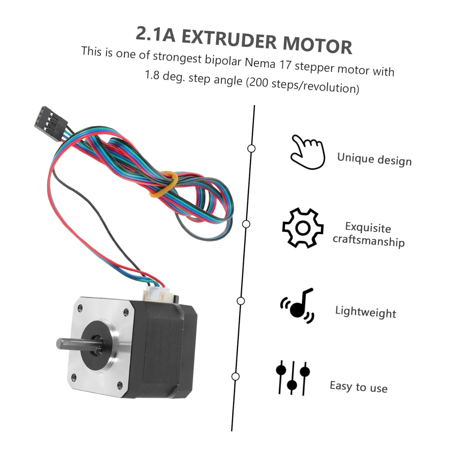 موتور اکسترودر دو قطبی گشتاور بالا ABOOFAN برای پرینترها، مقاومت فازی اندوکتانس