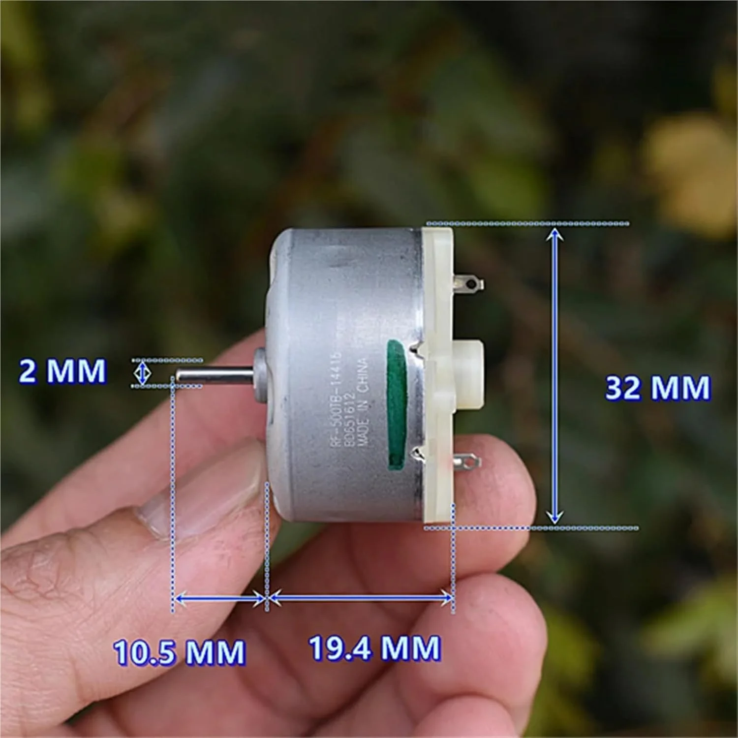 موتور DC مدل 500TB-14415 با ولتاژ 5، 6، 9 و 12 ولت، سرعت 7600 دور در دقیقه، مینی 32 میلی متری گرد - 1 عدد