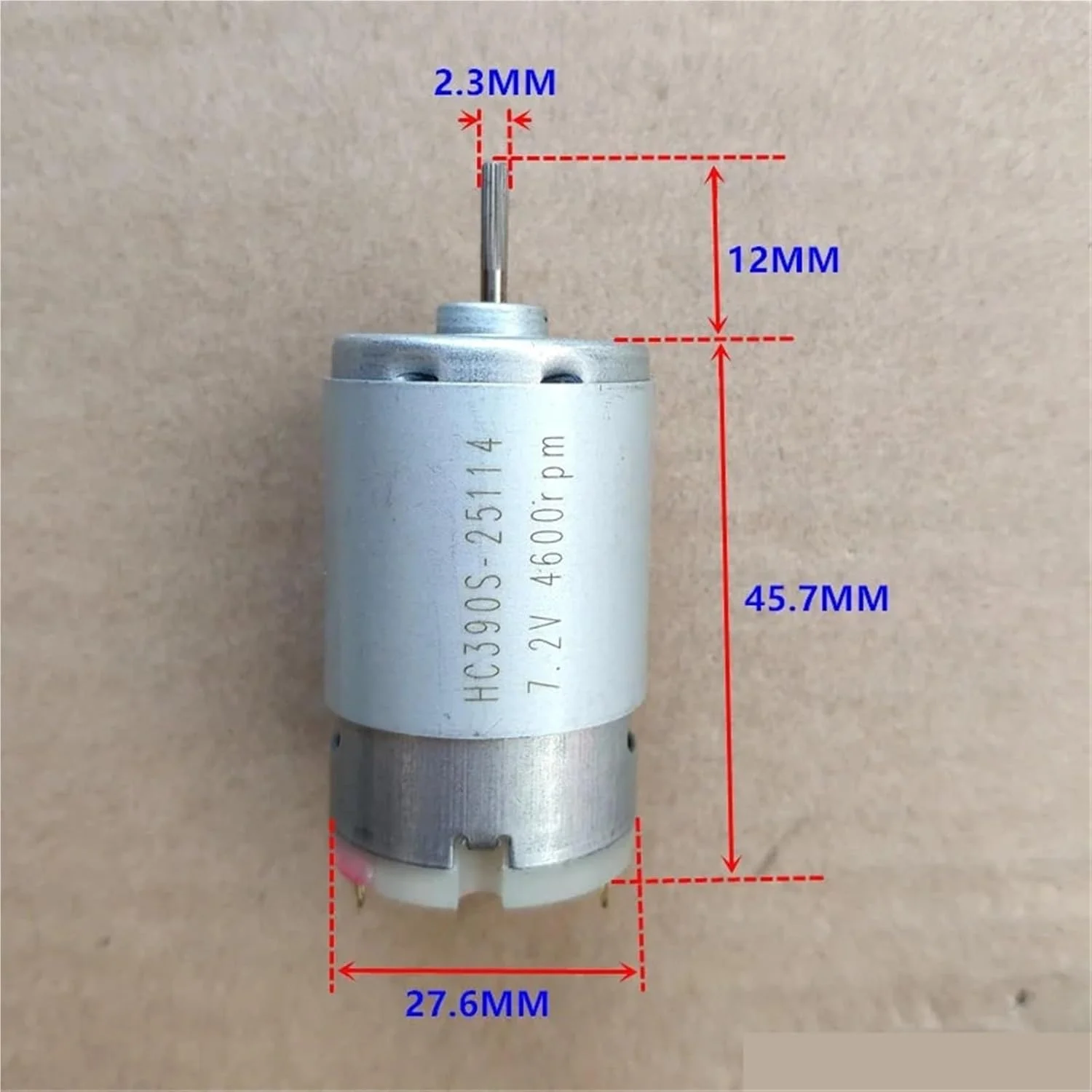 موتور DC مدل HC390 با ولتاژ 7.2 ولت، 4600 دور در دقیقه و گشتاور بالا - مدل HC390S-25114 (یک عدد)