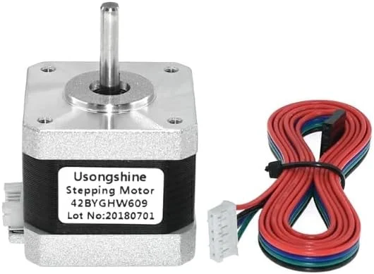 موتور پله ای 42 مدل 17 42BYGHW609 دو فاز چهار سیم 0.4N.M1.5A موتور پرینتر سه بعدی موتور دستگاه حکاکی - (قطر شفت: 42BYGHW609)