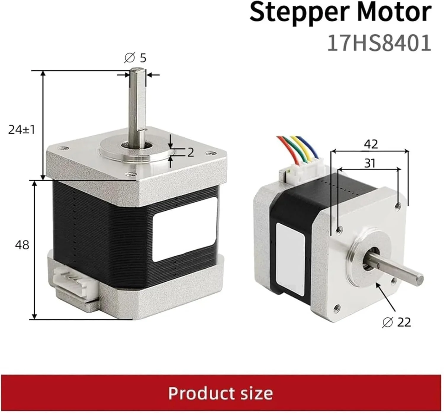 موتور پله ای Nema17 مدل 42BYGH48 1.8A 17HS8401 با 4 سیم، 48 میلی متر، 52N.CM مناسب برای تجهیزات مانیتورینگ پرینتر سه بعدی