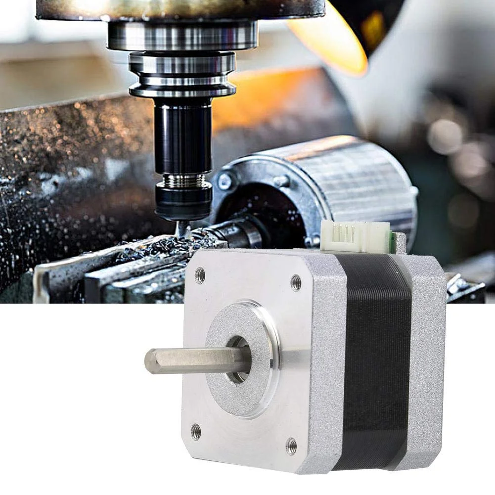 موتور پله ای Nema 17 مدل 42BYG-34015-22B DC 4.0V 1.2A دو فاز دو قطبی 1.8 درجه برای CNC، پرینتر سه بعدی، دستگاه حکاکی CNC، تجهیزات اتوماسیون، نظارت امنیتی، نورپردازی صحنه و ربات 34 میلی متر