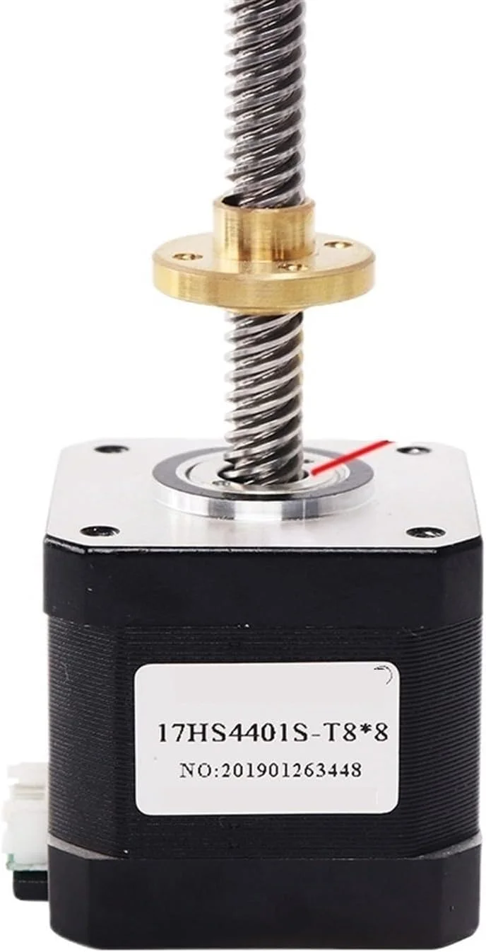 یک عدد موتور پله ای 17HS4401S-T8 با پیچ T8 با گام 2/4/8 میلی متر، طول 300 میلی متر، موتور 42، موتور پرینتر سه بعدی 42BYGH با پیچ برای پرینتر سه بعدی (17HS4401S-T8x8-300mm)