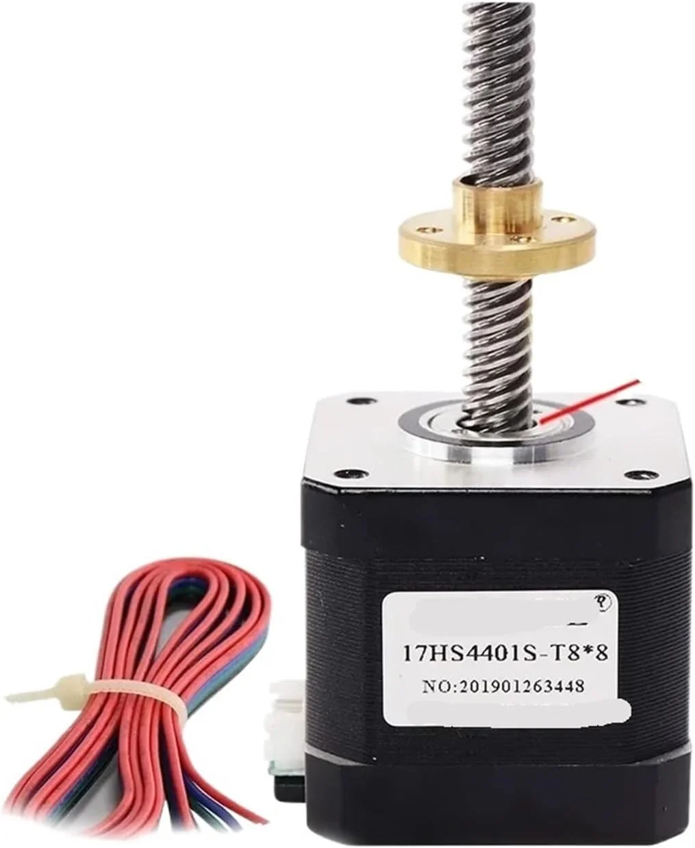 موتور پله ای 17HS4401S-T8 با پیچ سربی T8 با طول 2/4/8 میلی متر و طول 300 میلی متر، موتور 42 مدل 42BYGH، موتور پرینتر سه بعدی با پیچ برای پرینتر سه بعدی، 1 عدد (17HS4401S-T8x4-300mm)