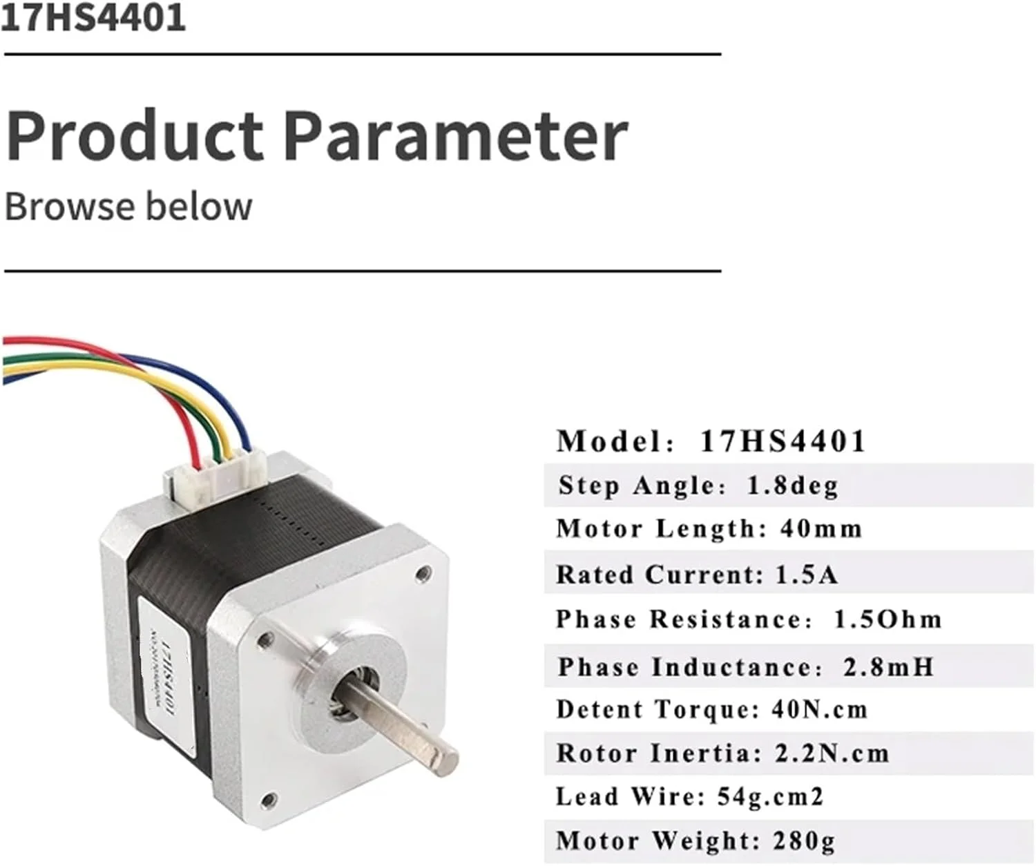 ۱ عدد موتور ۴ سیمه ۴۲ مدل 17HS4401 با دمپر لرزشگیر برای موتور پرینتر سه بعدی و موتور پله ای XYZ 17