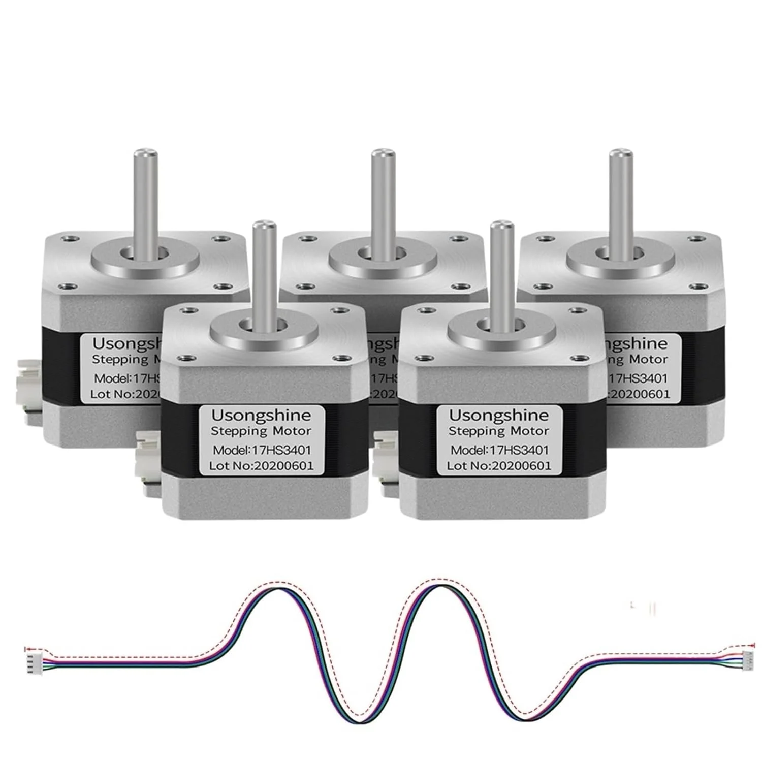 موتور پله ای 17HS3401 مدل 17HS3401S برای اکسترودر موتور 4 سیمه 12V/24V موتور پرینتر سه بعدی برای قطعه پرینتر سه بعدی لیزری (17HS3401-DuPont، 1 عدد)